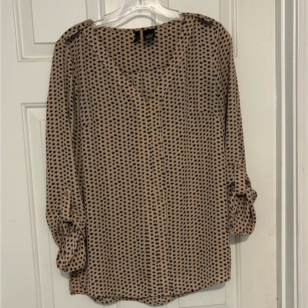 Tan and black dress shirt very comfortable